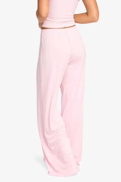 Calça Canelada de Perna Larga